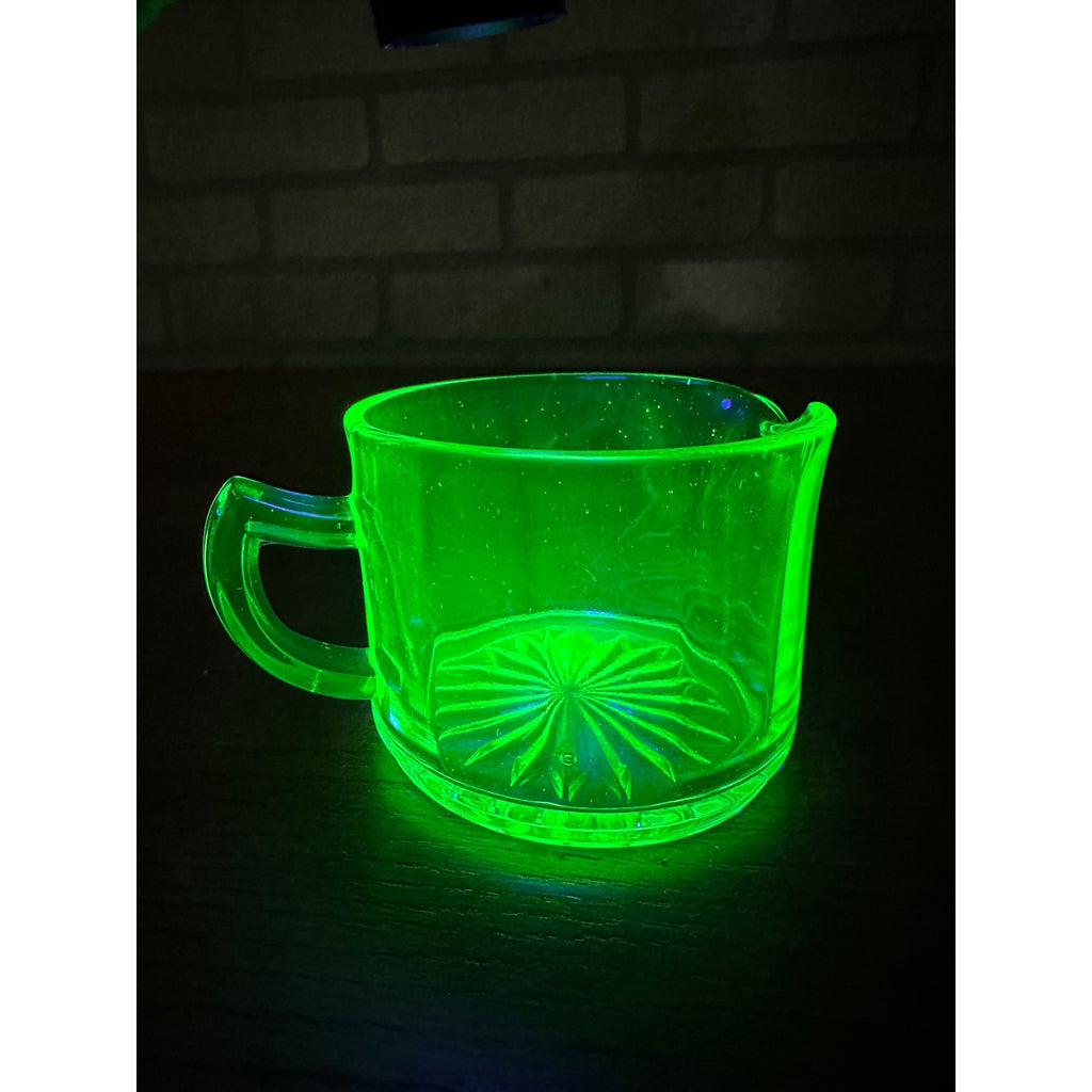 Vintage Uranium Glass Panel 2.5" Creamer Pitcher Panel Optic