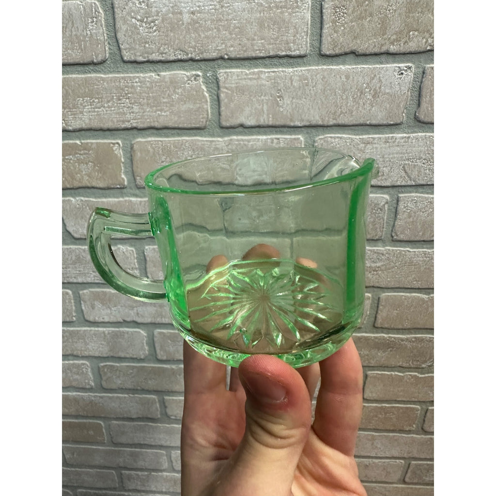 Vintage Uranium Glass Panel 2.5" Creamer Pitcher Panel Optic
