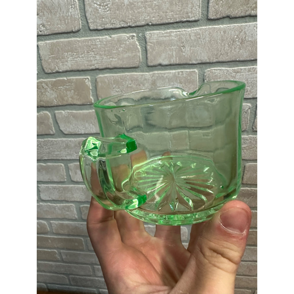 Vintage Uranium Glass Panel 2.5" Creamer Pitcher Panel Optic