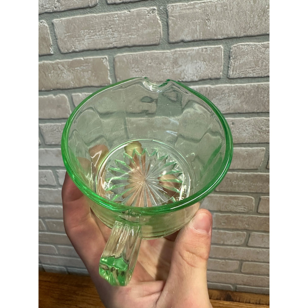 Vintage Uranium Glass Panel 2.5" Creamer Pitcher Panel Optic
