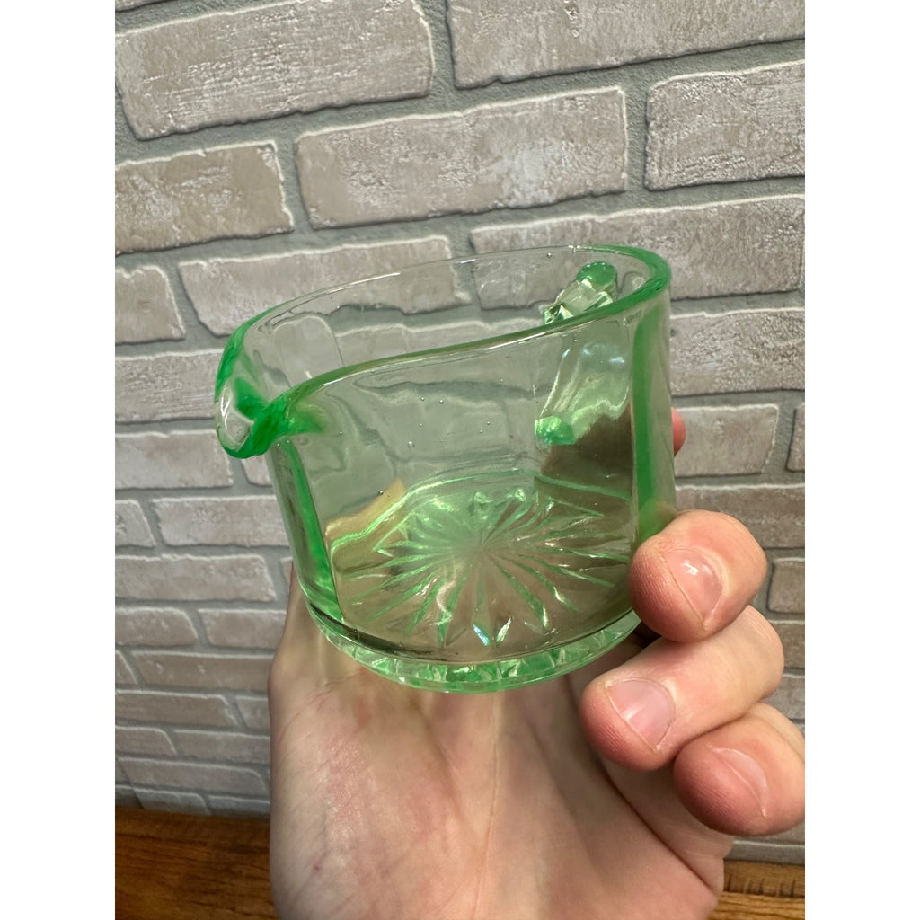 Vintage Uranium Glass Panel 2.5" Creamer Pitcher Panel Optic