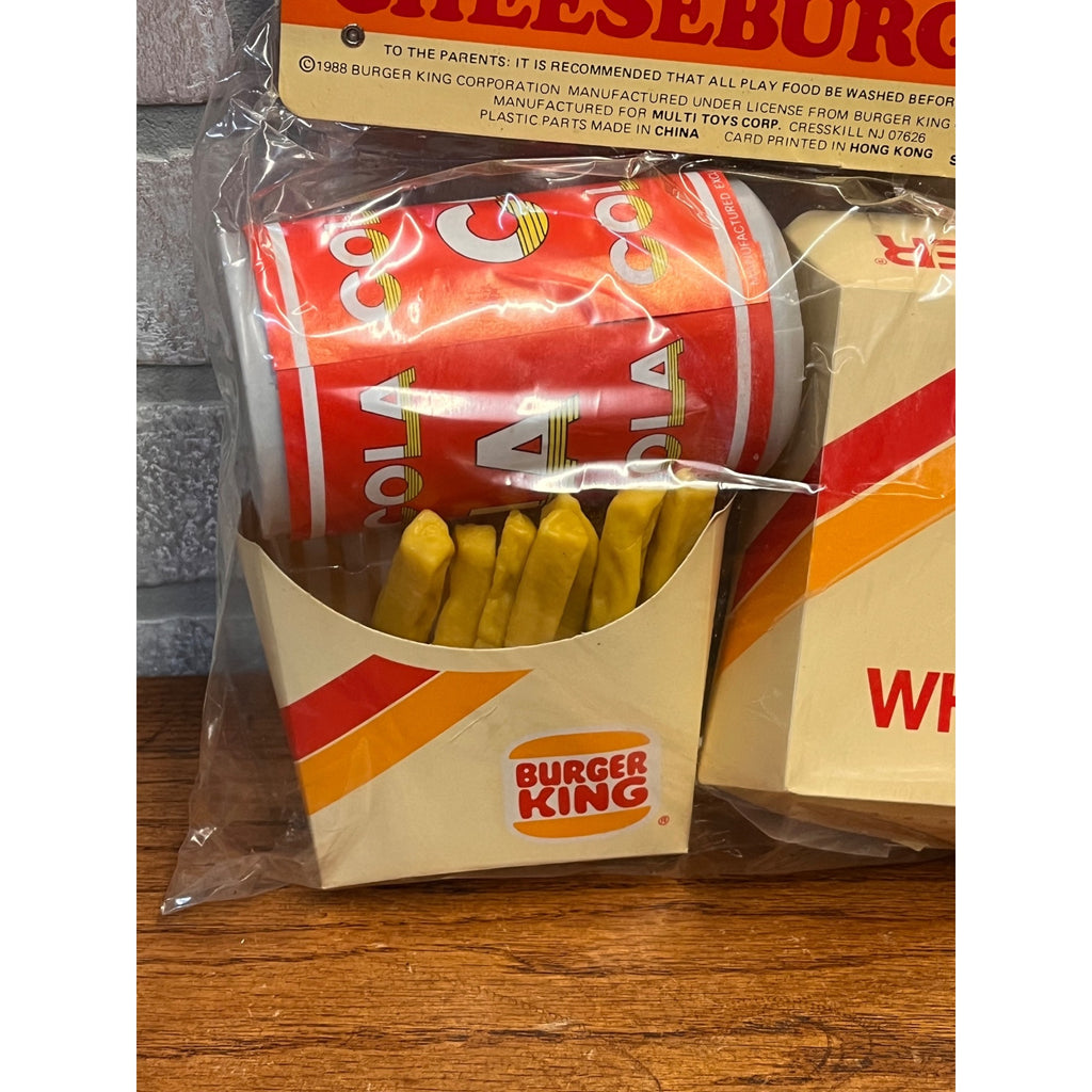 Vintage 1988 Burger KIng Play Food Set Whopper Cheeseburger Fries and Drink NEW