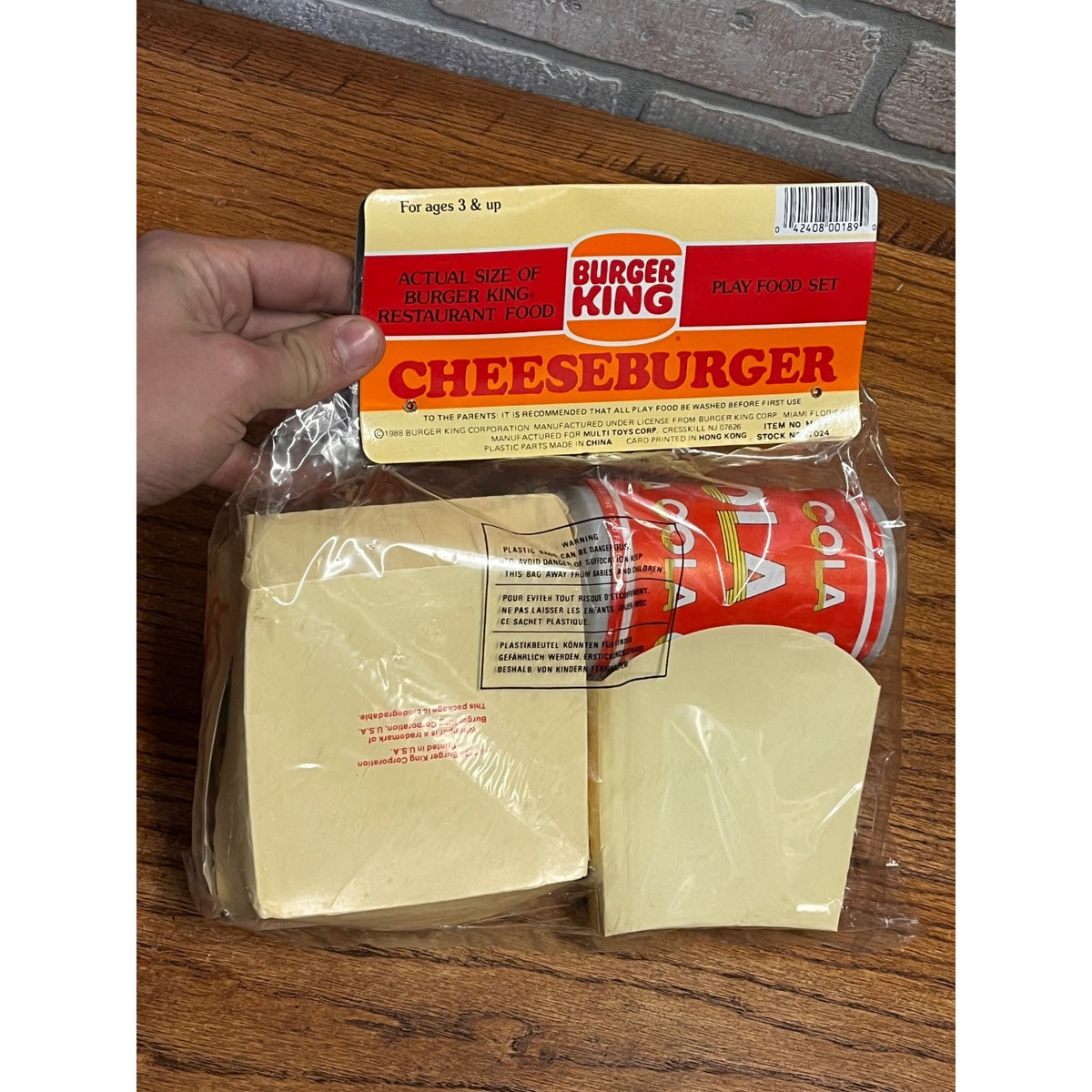 Vintage 1988 Burger KIng Play Food Set Whopper Cheeseburger Fries and Drink NEW