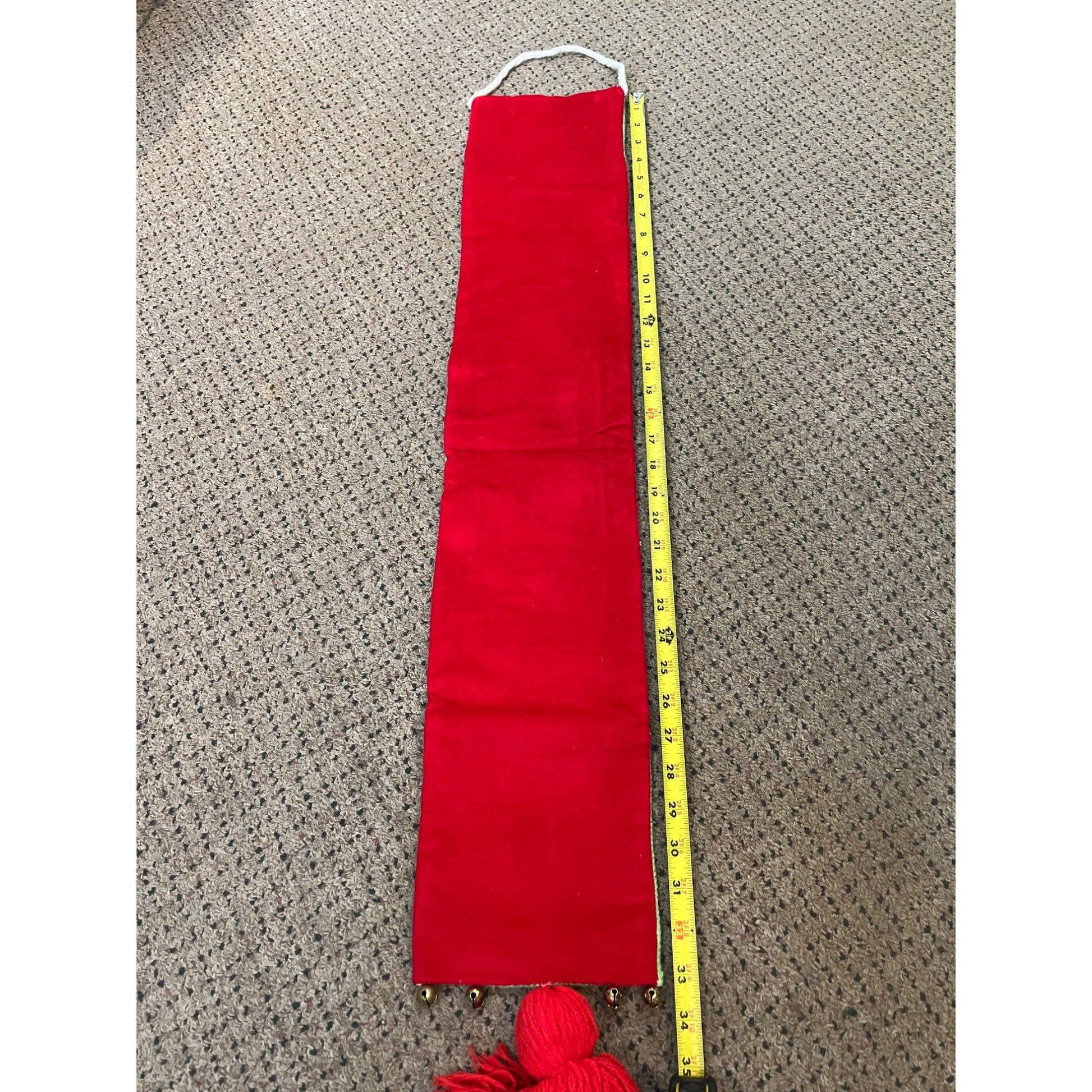 Vintage Christmas Bell Pull Decor Needlepoint Yarn Cross Stitch Hand Made 1980S