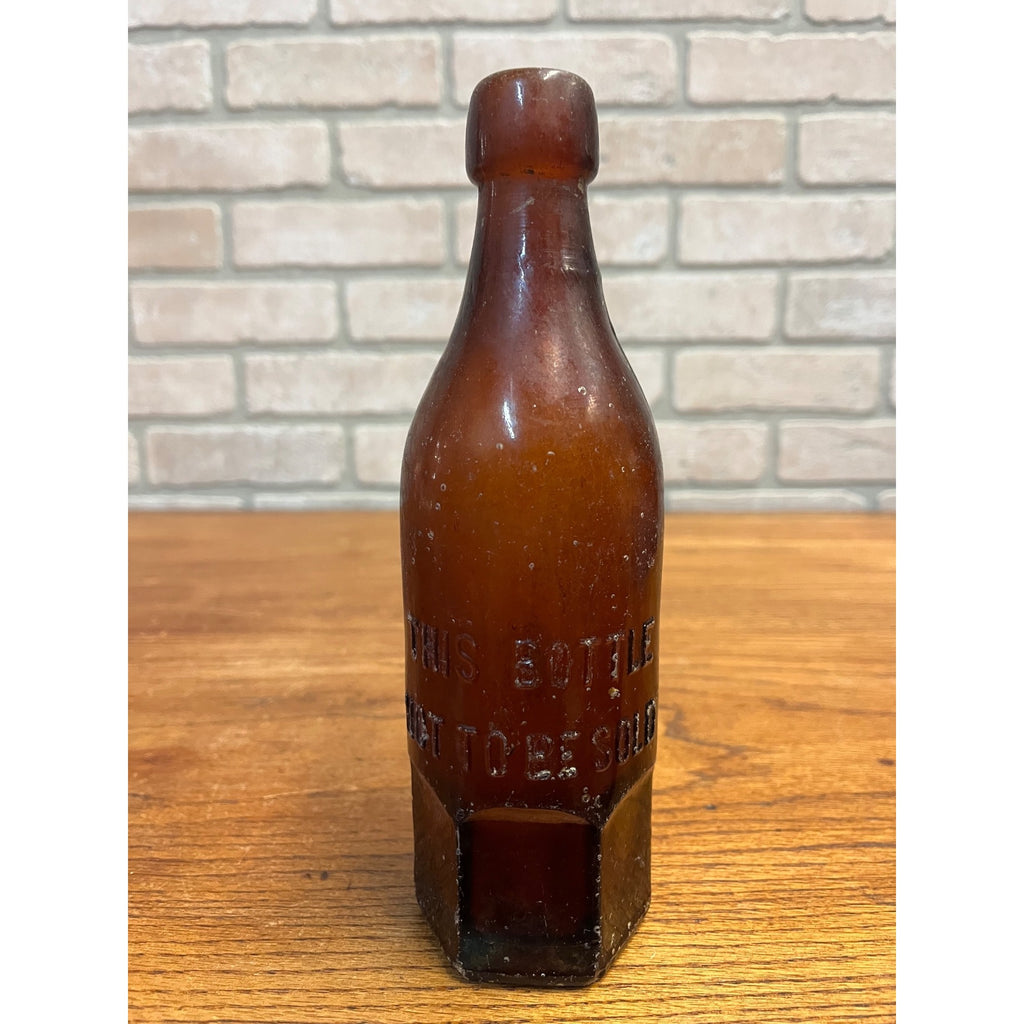 John Graf c1880s Milwaukee Wis Amber Brown Soda Bottle Blob Top Octagon Base