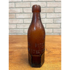 John Graf c1880s Milwaukee Wis Amber Brown Soda Bottle Blob Top Octagon Base
