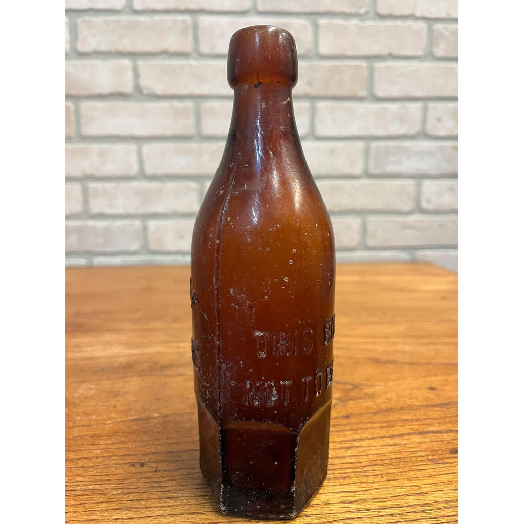 John Graf c1880s Milwaukee Wis Amber Brown Soda Bottle Blob Top Octagon Base