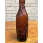 John Graf c1880s Milwaukee Wis Amber Brown Soda Bottle Blob Top Octagon Base