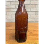 John Graf c1880s Milwaukee Wis Amber Brown Soda Bottle Blob Top Octagon Base