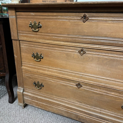 Antique Golden Oak Wooden 3-Drawer Dresser Chest of Drawers