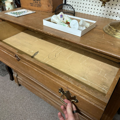 Antique Golden Oak Wooden 3-Drawer Dresser Chest of Drawers