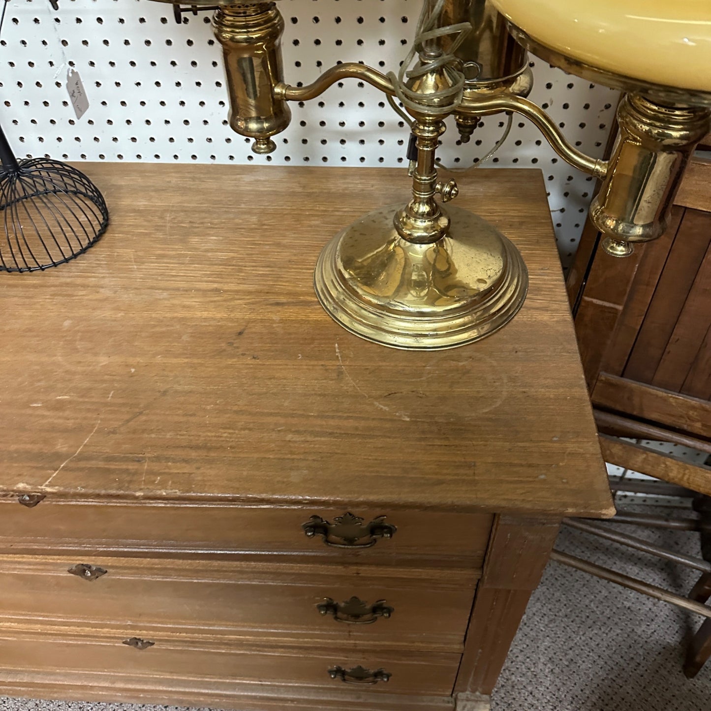 Antique Golden Oak Wooden 3-Drawer Dresser Chest of Drawers