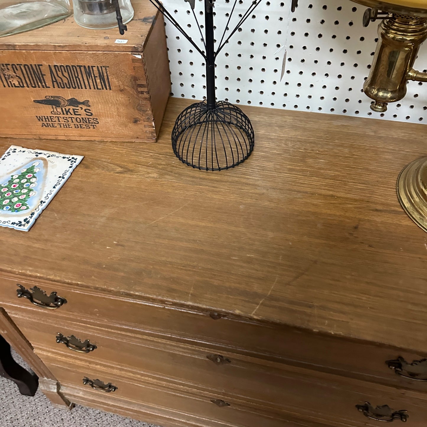 Antique Golden Oak Wooden 3-Drawer Dresser Chest of Drawers