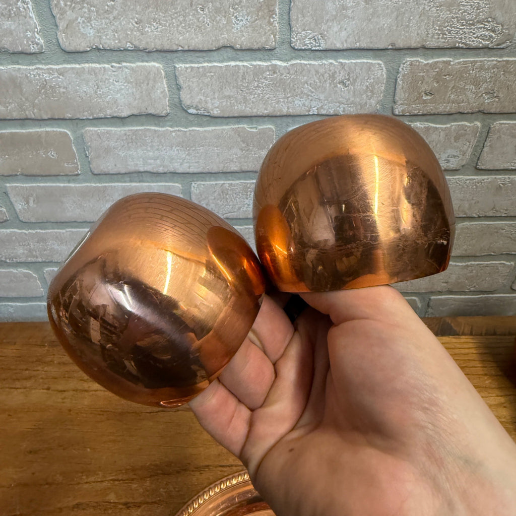 Vintage Coppercraft Guild Copper Round Charger/Serving Plate, Footed Dish and Two Drinking Cups Taunton, Massachusetts