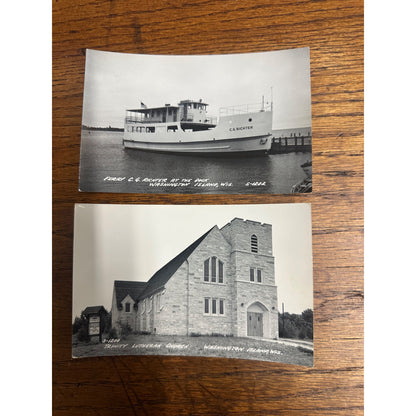 Vintage Washington Island Door County Wisconsin RPPC Postcards Richter Ferry & Church