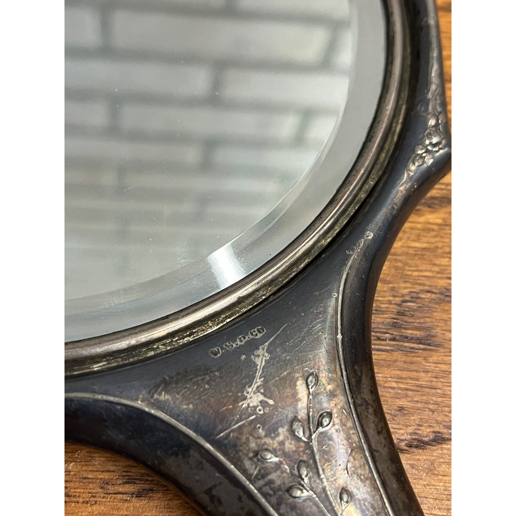 Antique Art Nouveau Repousse Hand Mirror Empire Art WSP Wilcox Silver Plate Co