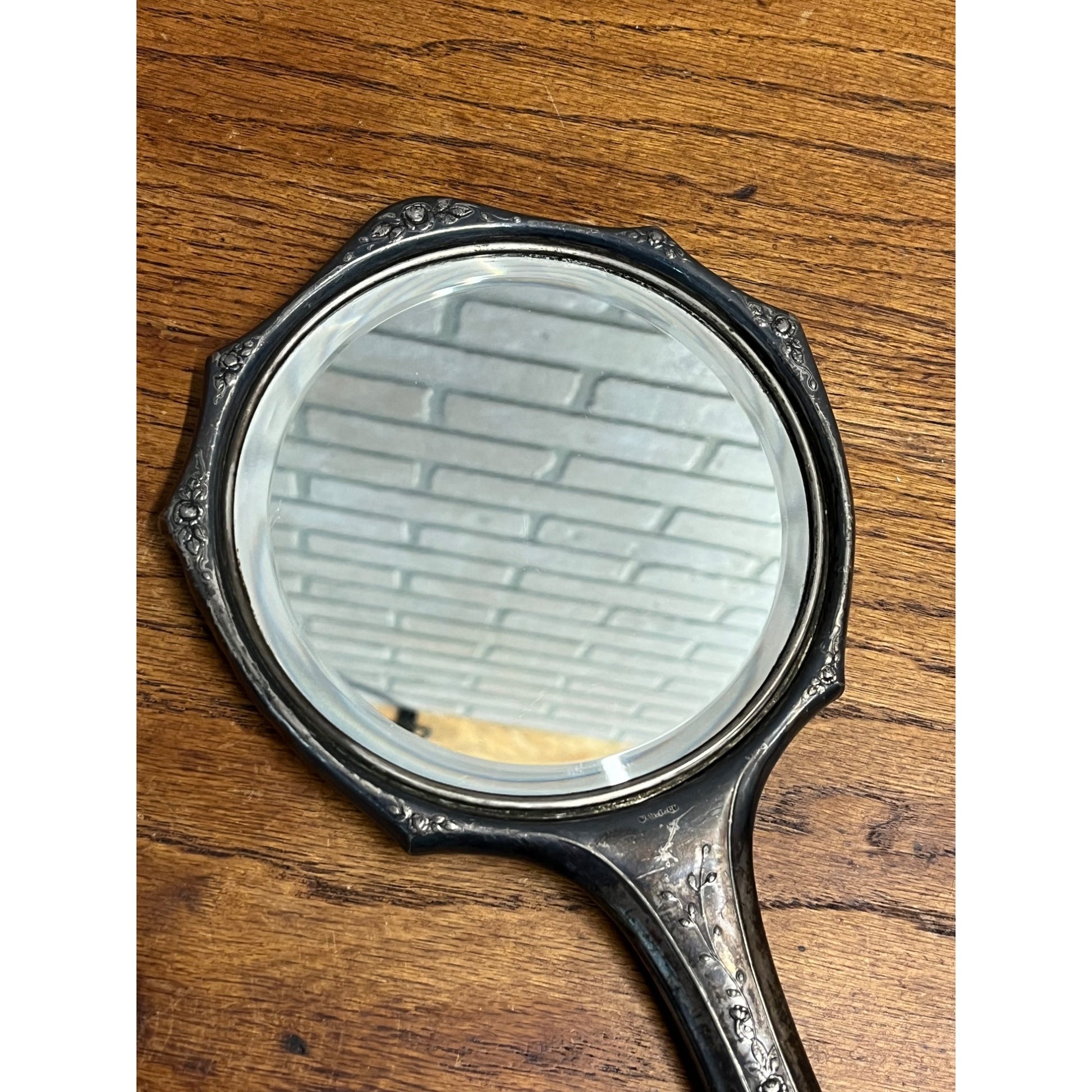 Antique Art Nouveau Repousse Hand Mirror Empire Art WSP Wilcox Silver Plate Co