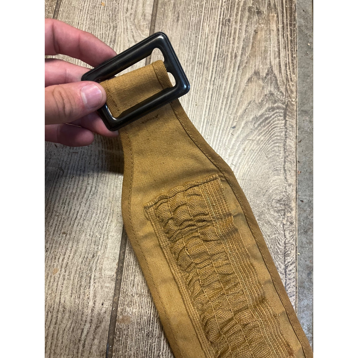 Vintage 1970s Hunting Shotgun Shell Ammo Belt 100% Cotton Tan Cartridge M 41.5"