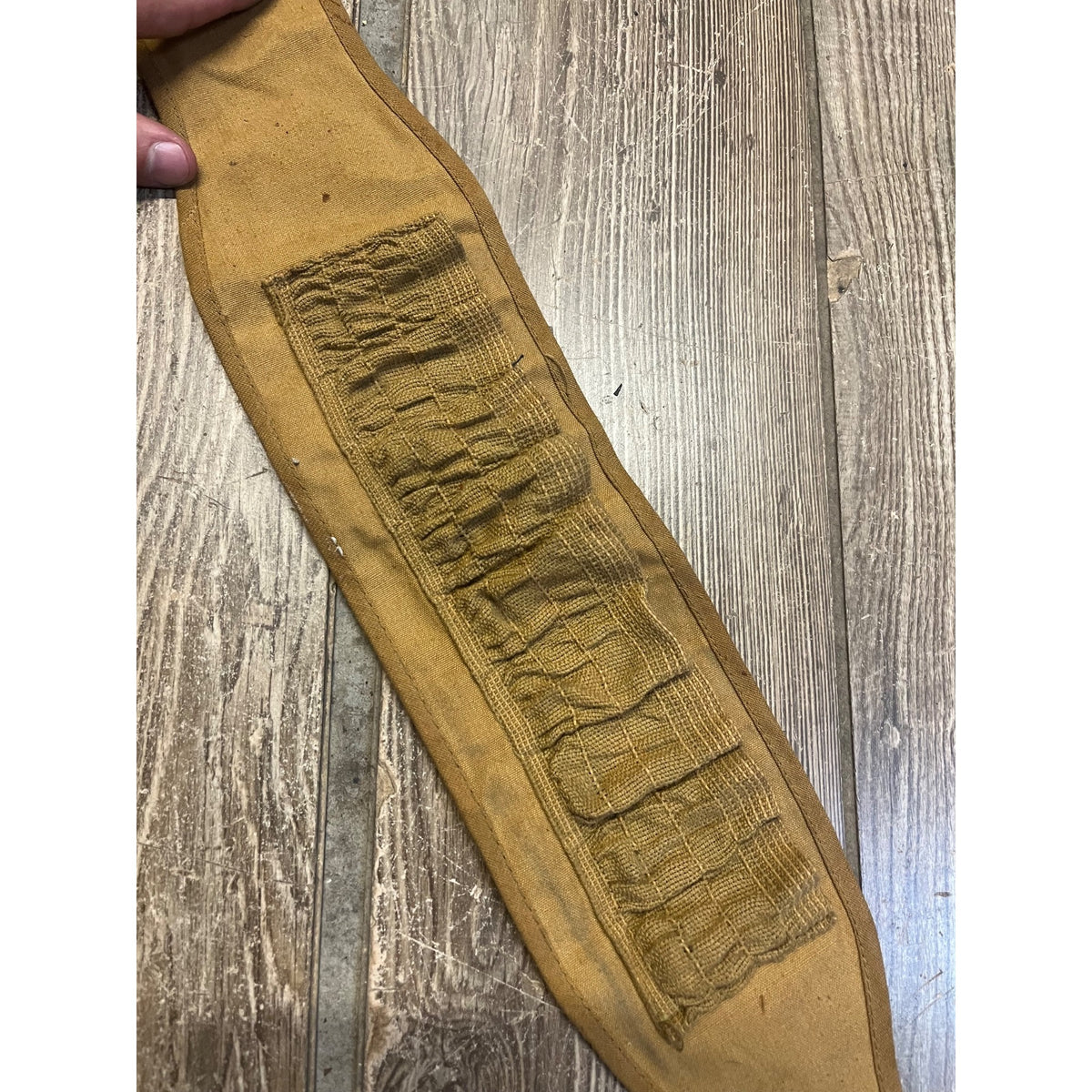 Vintage 1970s Hunting Shotgun Shell Ammo Belt 100% Cotton Tan Cartridge M 41.5"