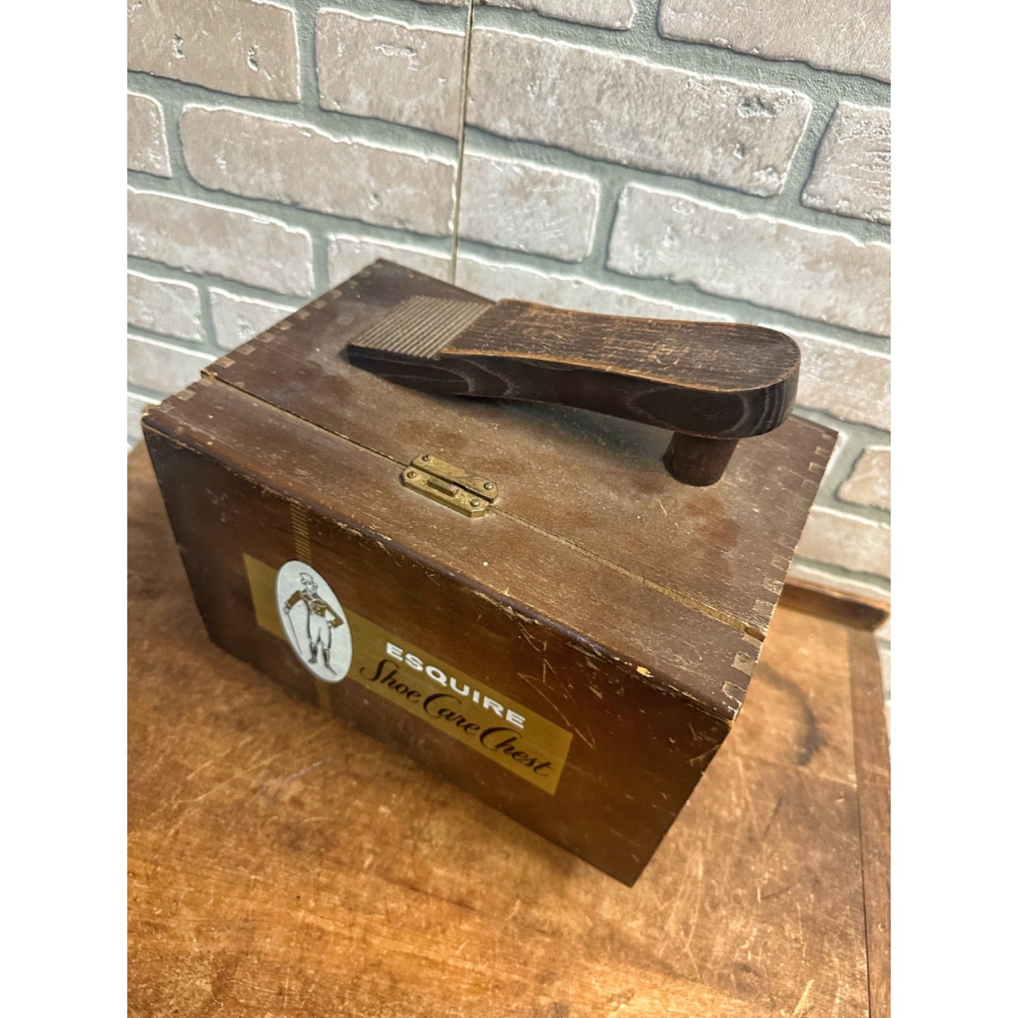 Vintage Wooden Esquire Shoe Valet De Luxe Shoe Shine Box Kit + Contents