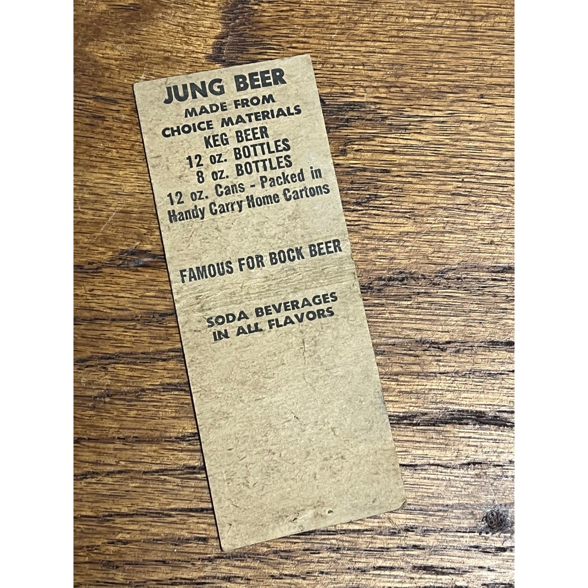 Jung Beer Matchbook -Milwaukee WI -Charlie & Eddie's Pilgrim Club Bar -1940's