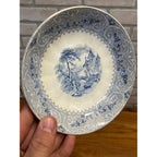 Rare 1850s Wedgwood Blue & White Transferware Small Bowl Ironstone Geneva 19th c