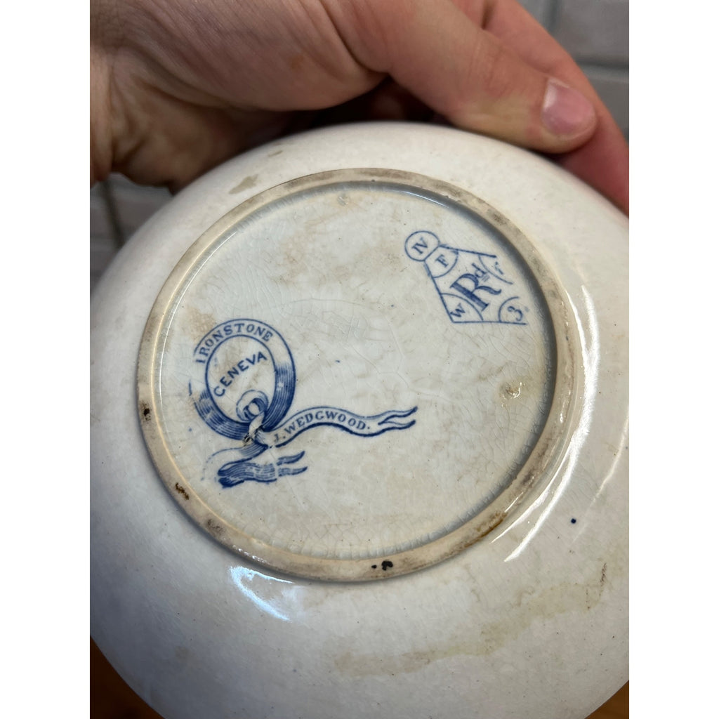 Rare 1850s Wedgwood Blue & White Transferware Small Bowl Ironstone Geneva 19th c