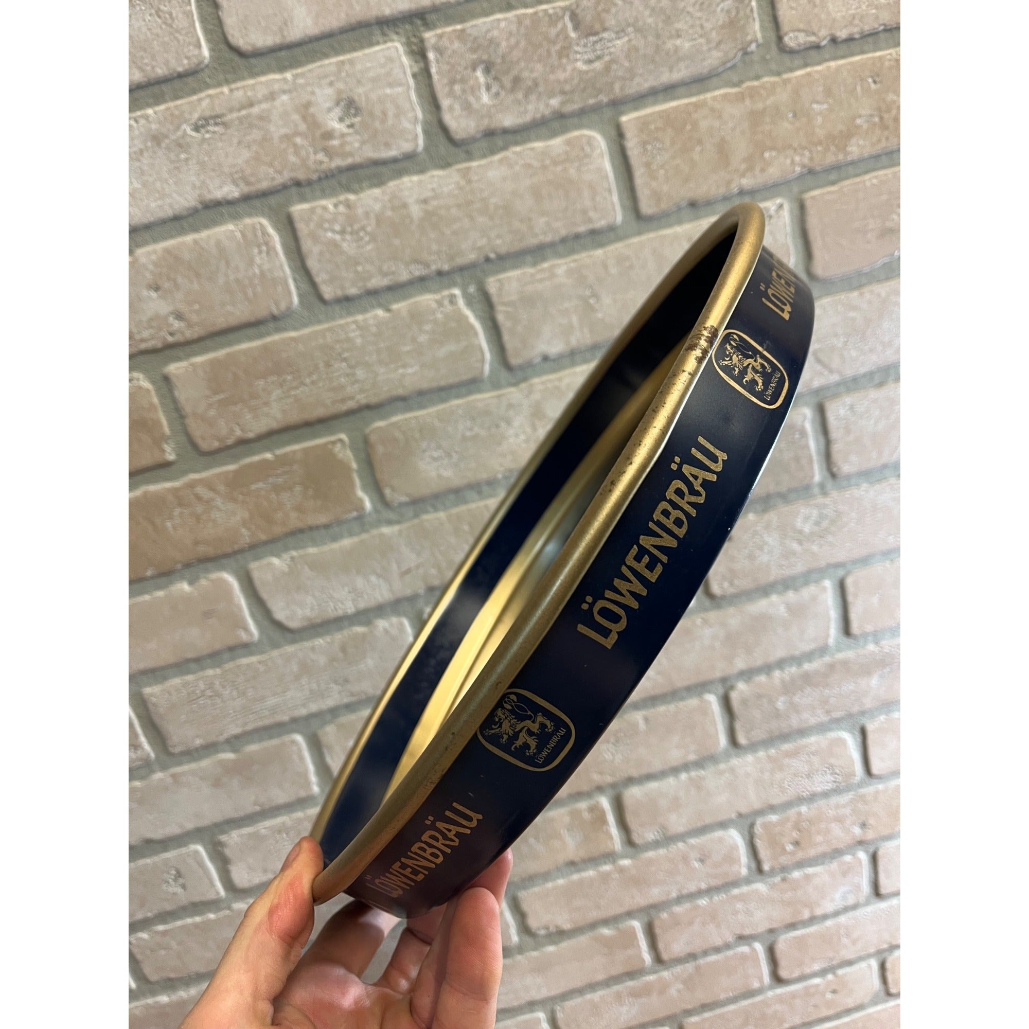 Vintage Lowenbrau Beer Metal Tin Serving Tray German Advertising 13"