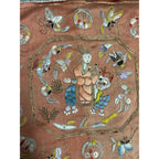 Antique Chinese Embroidered Silk Textile Qilin Butterfly Panel Qing Republic