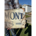 Vintage Early 1900s Bellemont Hats Tin Embossed Advertising Sign Clothing Store