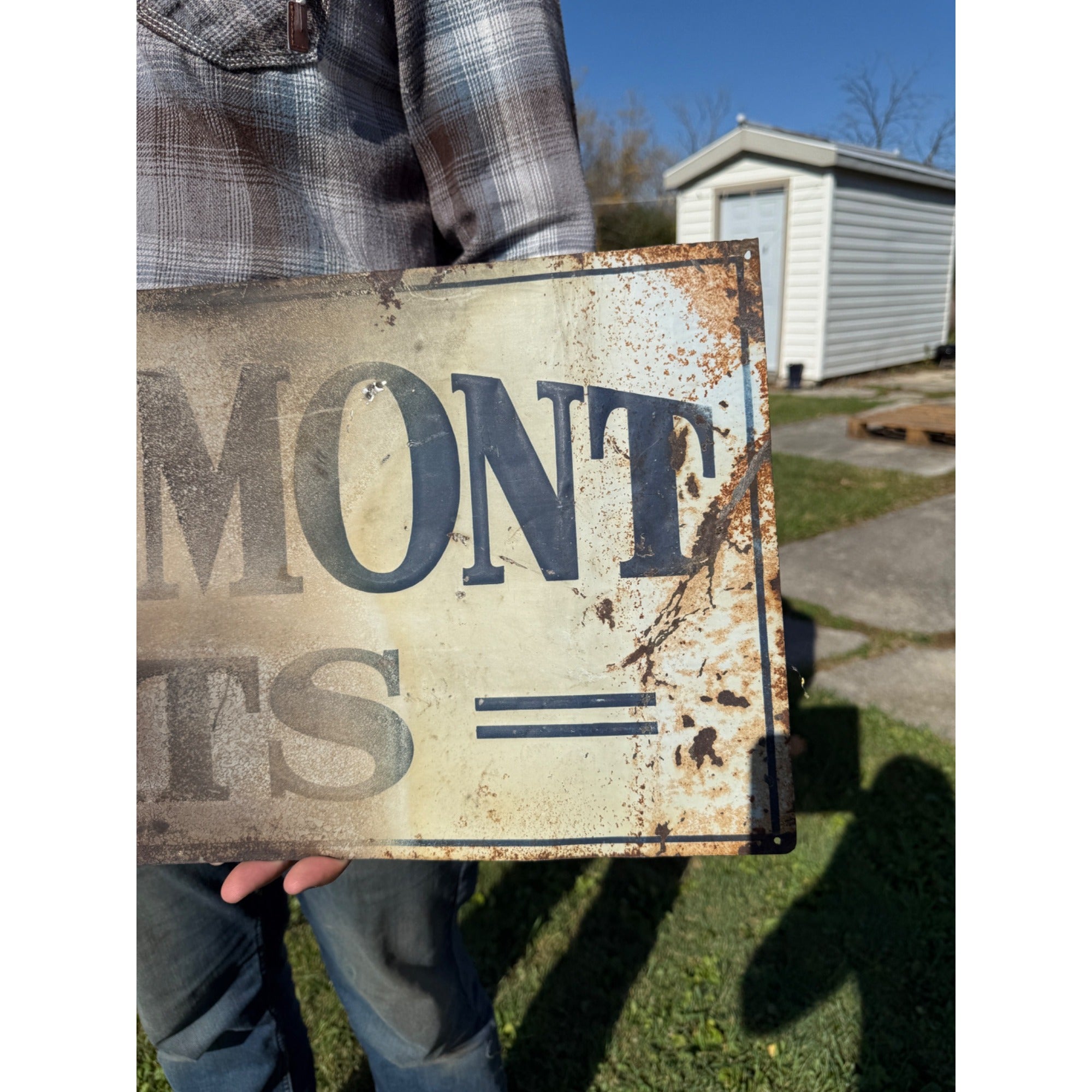 Vintage Early 1900s Bellemont Hats Tin Embossed Advertising Sign Clothing Store