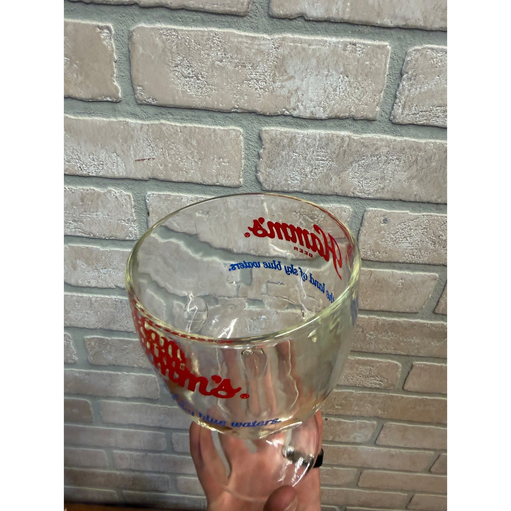 Vintage Hamm's Beer Footed Thumbprint Goblet Glass "From the Land" Slogan Breweriana