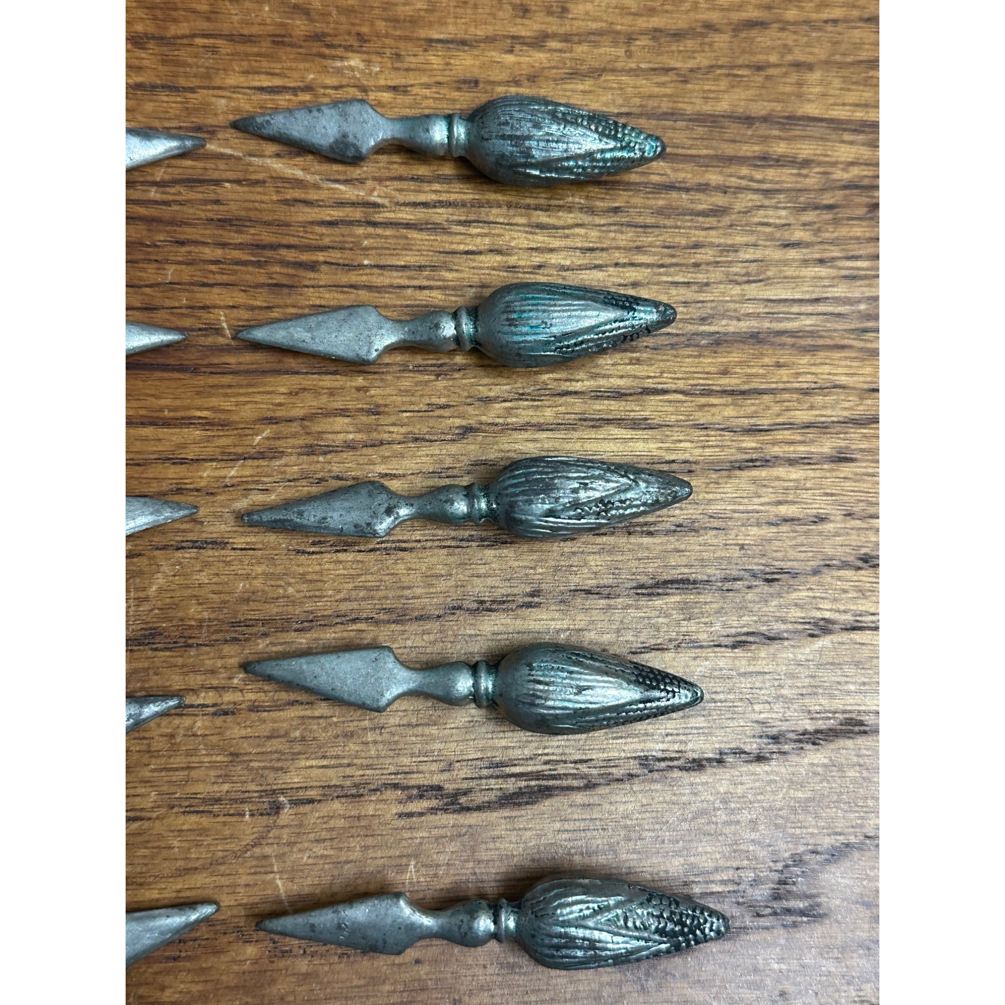 Vintage Silver Pewter Corn Cob Pick Holder Set of 12 Antique Used Heavy
