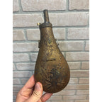 Vintage Reproduction Brass US Eagle Peace Civil War Black Powder Flask Italy