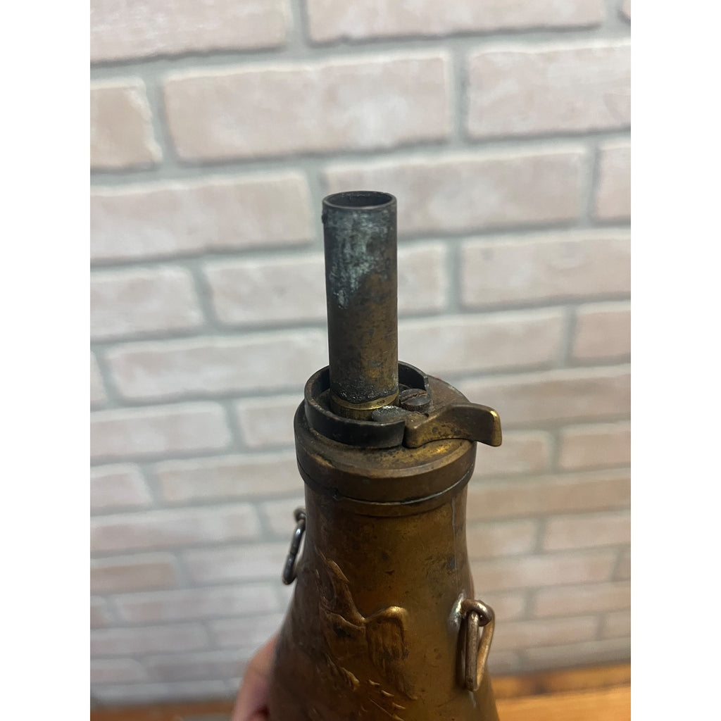 Vintage Reproduction Brass US Eagle Peace Civil War Black Powder Flask Italy