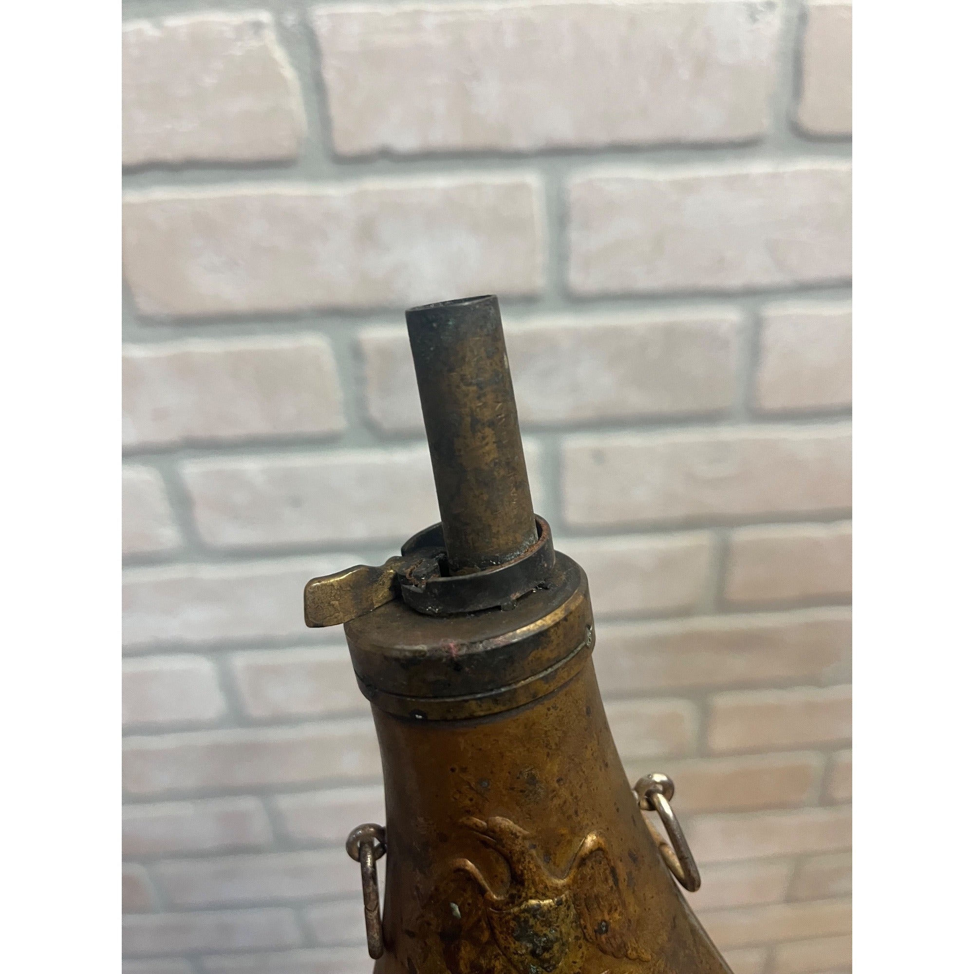 Vintage Reproduction Brass US Eagle Peace Civil War Black Powder Flask Italy
