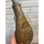 Vintage Reproduction Brass US Eagle Peace Civil War Black Powder Flask Italy