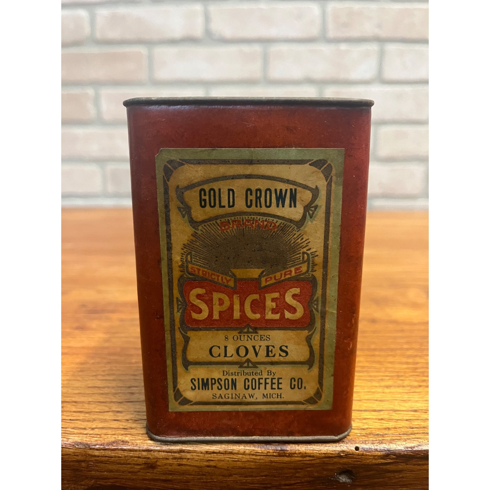 RARE Vintage 1920s Simpson Coffee Co. Spice Tin Saginaw MI Michigan Cloves