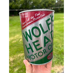 Vintage Wolf's Head Motor Oil Metal Quart Can Tin EMPTY