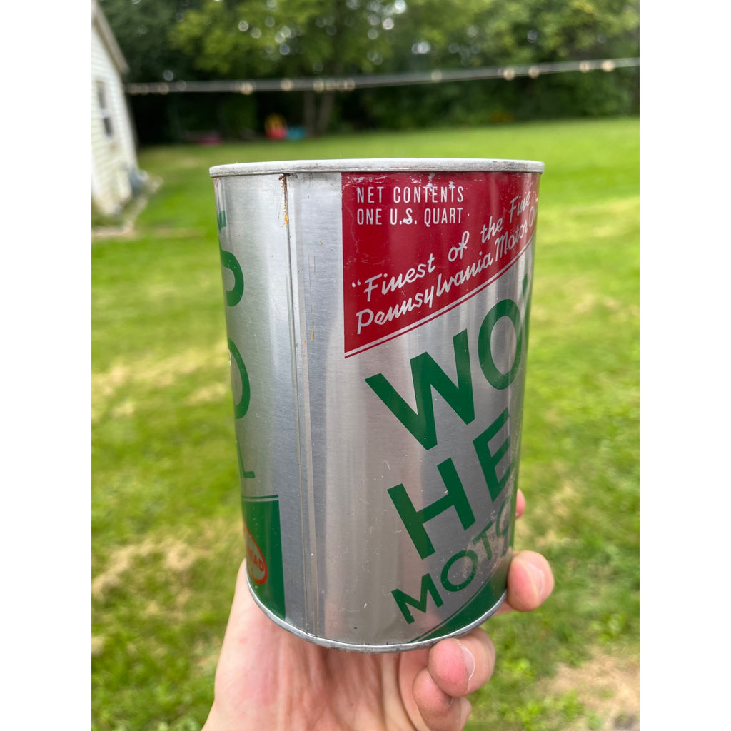 Vintage Wolf's Head Motor Oil Metal Quart Can Tin EMPTY