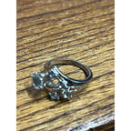 Vintage 18K HGE Gold Electroplate Cubic Zirconia Bypass Cocktail Ring Size 7