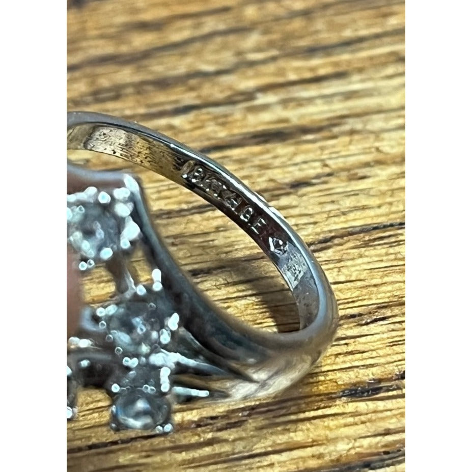 Vintage 18K HGE Gold Electroplate Cubic Zirconia Bypass Cocktail Ring Size 7