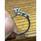 Vintage 18K HGE Gold Electroplate Cubic Zirconia Bypass Cocktail Ring Size 7
