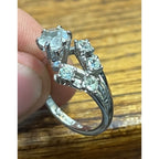 Vintage 18K HGE Gold Electroplate Cubic Zirconia Bypass Cocktail Ring Size 7
