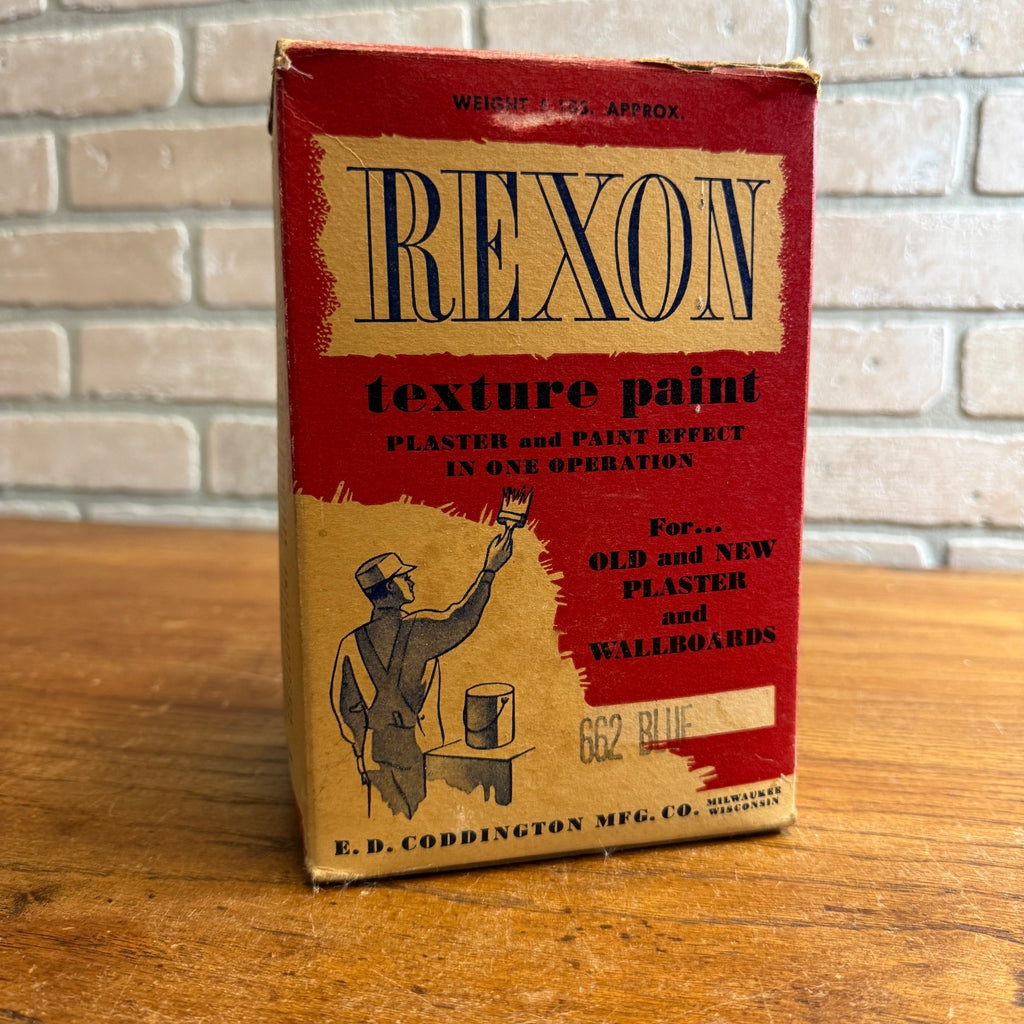 Vintage 1940s Rexon Texture Paint Empty Advertising Box Coddington Milwaukee Wis