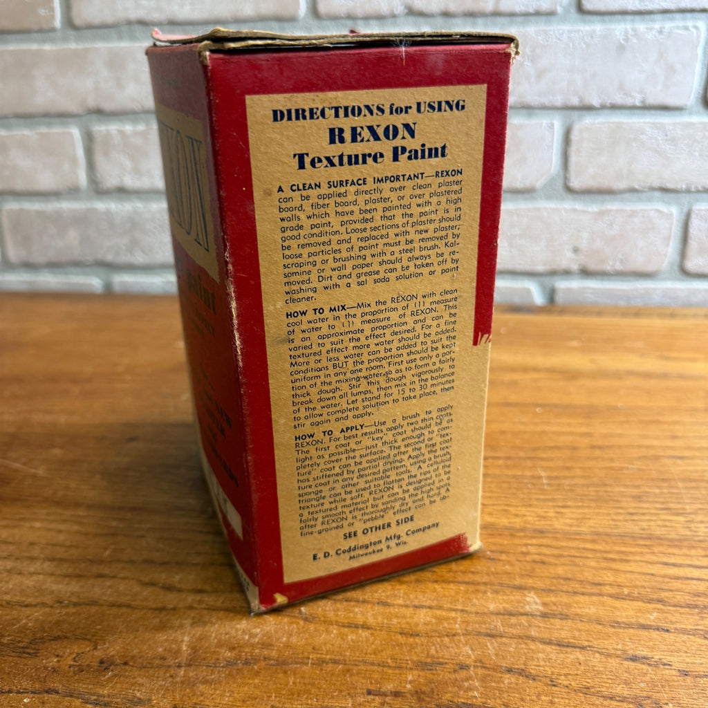 Vintage 1940s Rexon Texture Paint Empty Advertising Box Coddington Milwaukee Wis