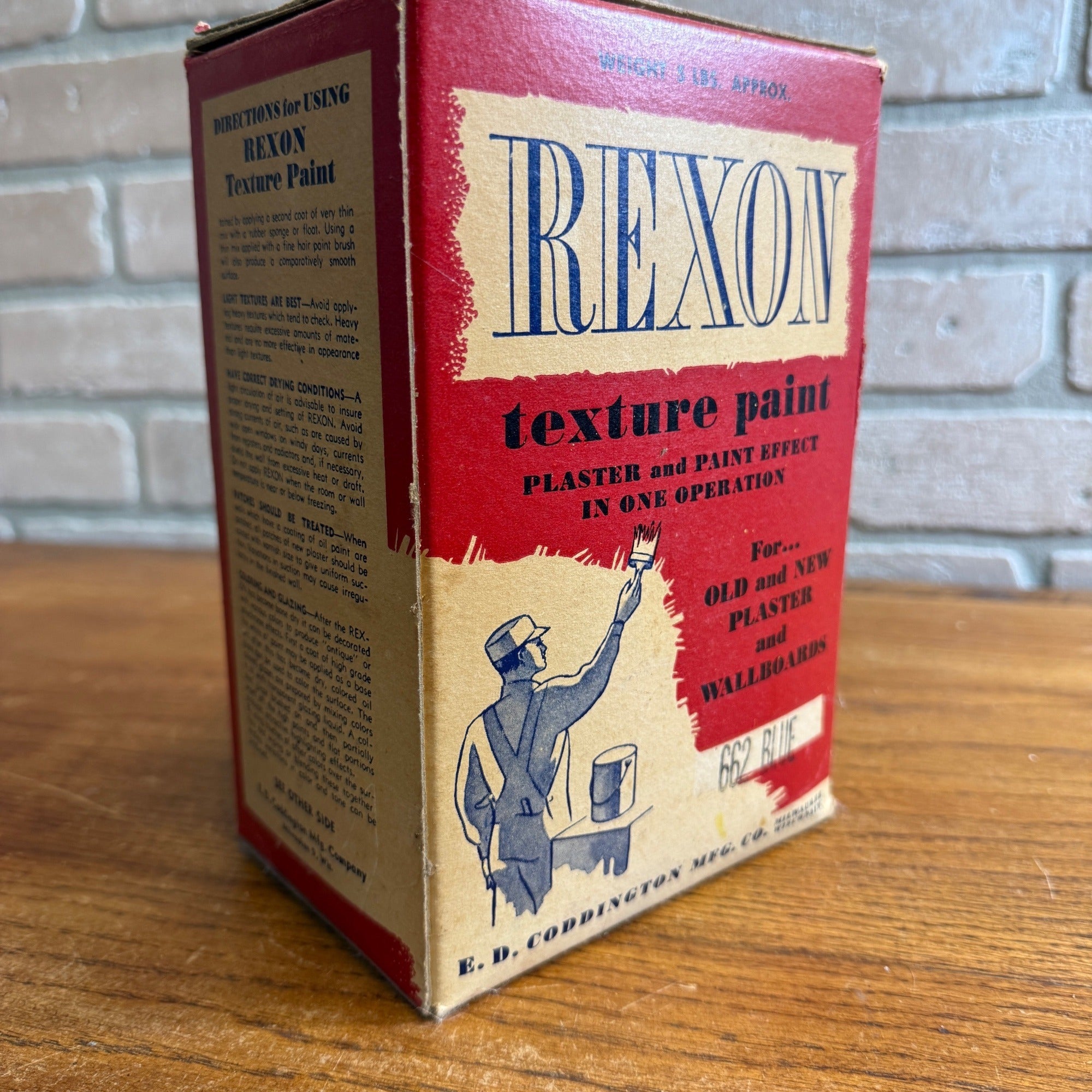 Vintage 1940s Rexon Texture Paint Empty Advertising Box Coddington Milwaukee Wis