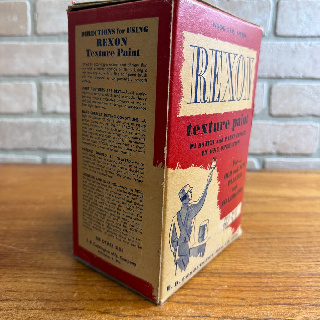 Vintage 1940s Rexon Texture Paint Empty Advertising Box Coddington Milwaukee Wis