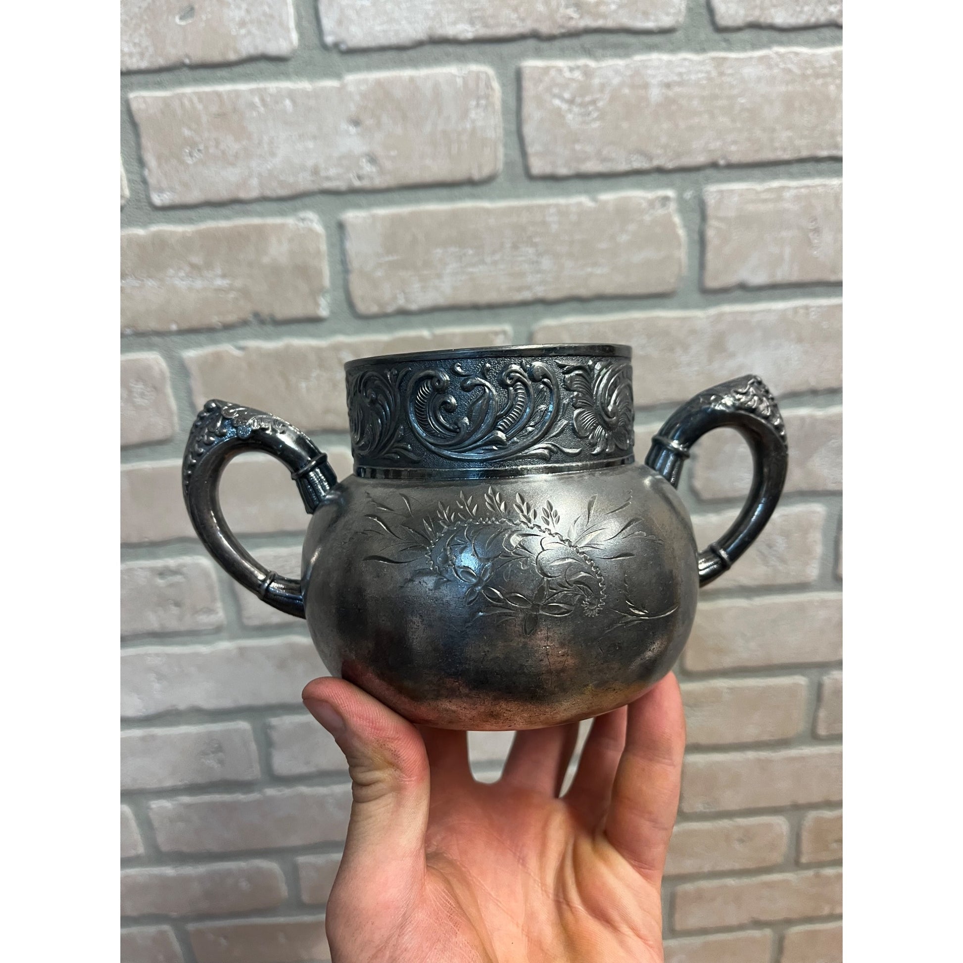 Vintage Benedict Mfg Co. Silver Plated Trophy Cup Handled Vase Pot