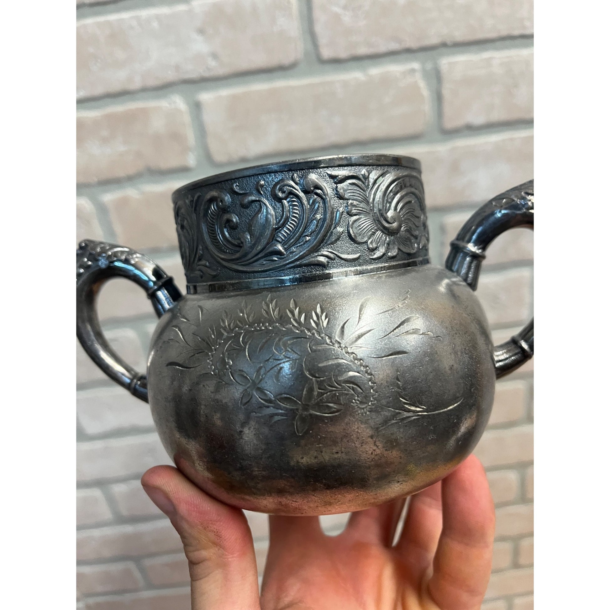 Vintage Benedict Mfg Co. Silver Plated Trophy Cup Handled Vase Pot